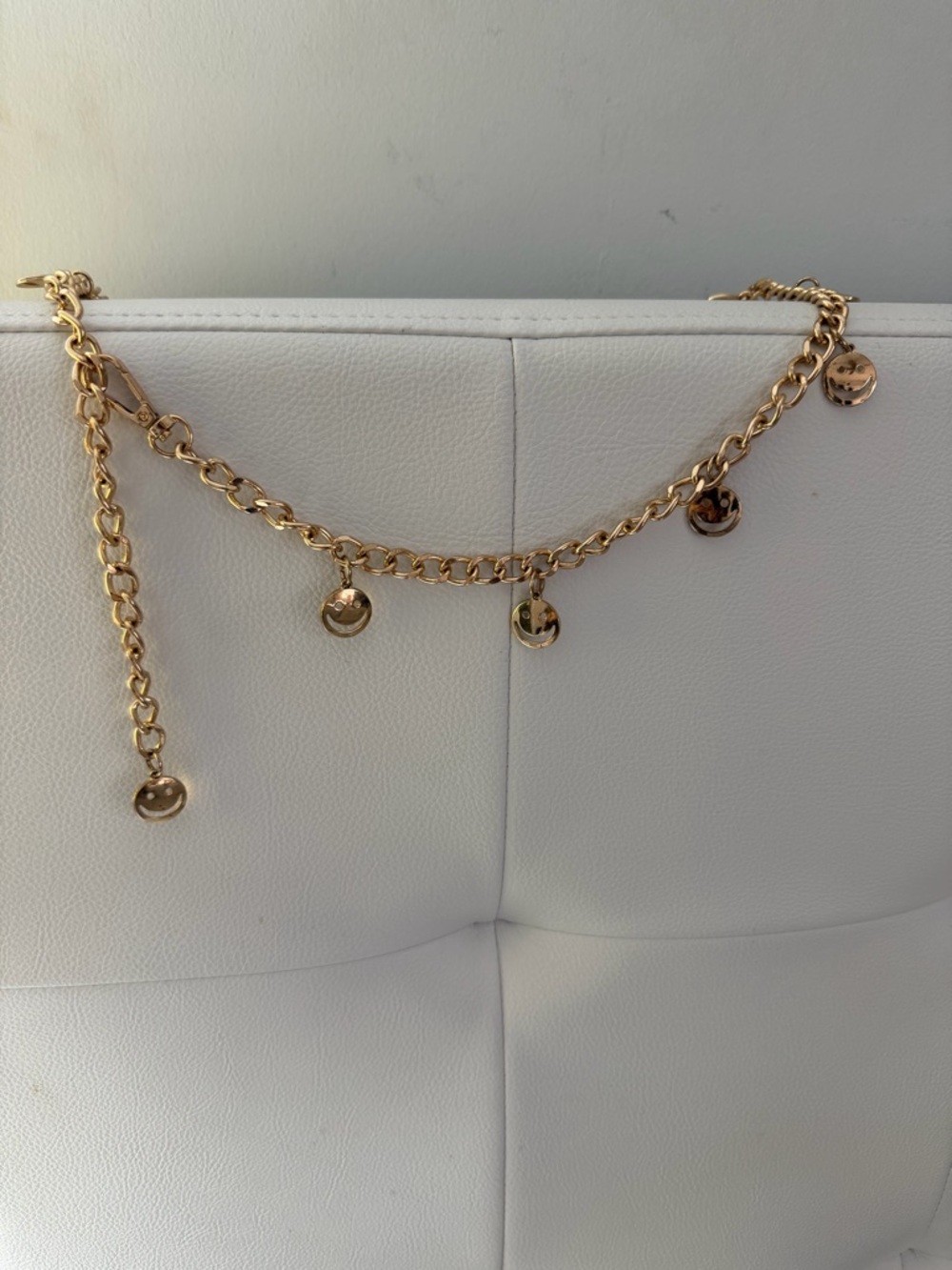 Gold Charm Chain Belt with Smile Disc Charms